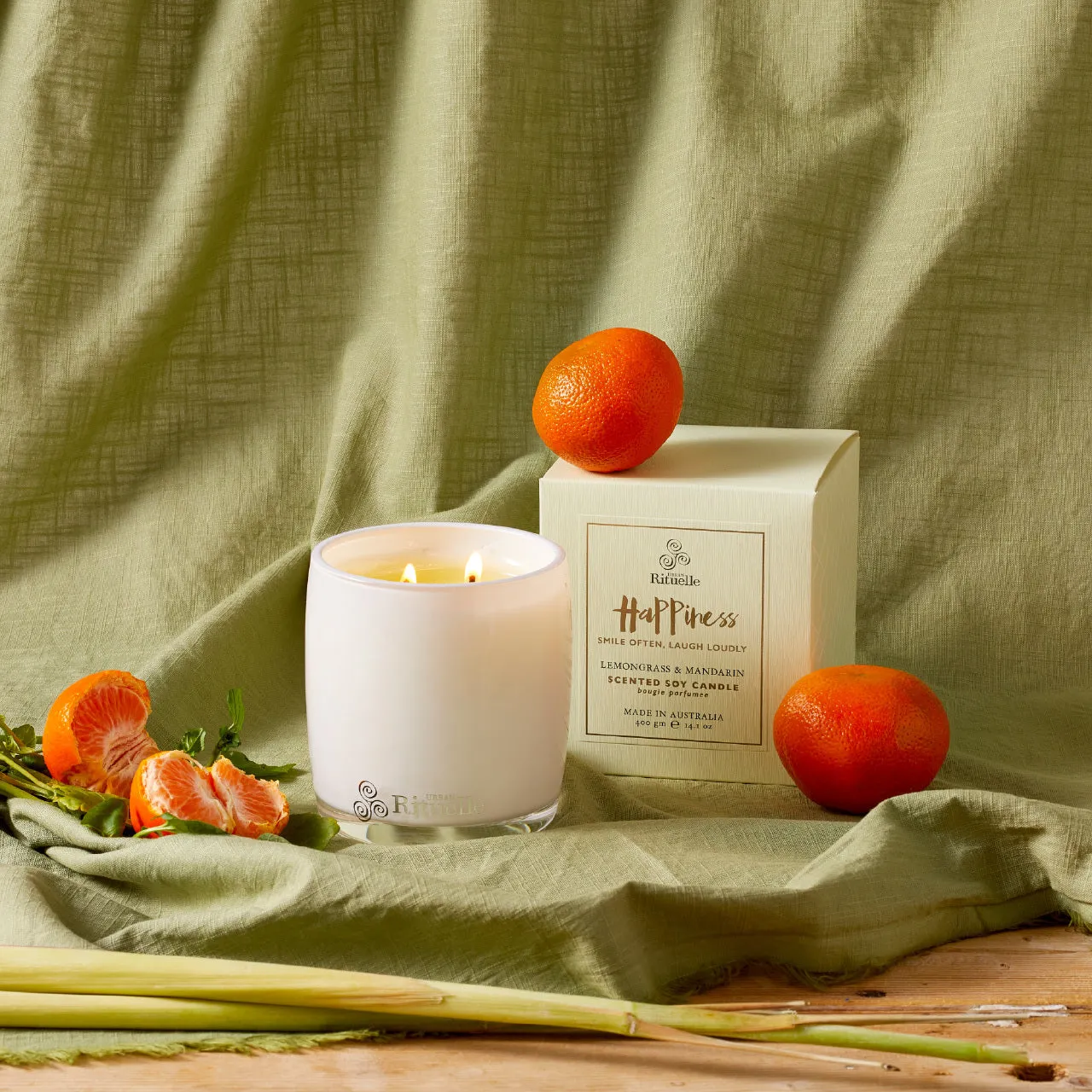 Happiness • Lemongrass & Mandarin Scented Soy Candle