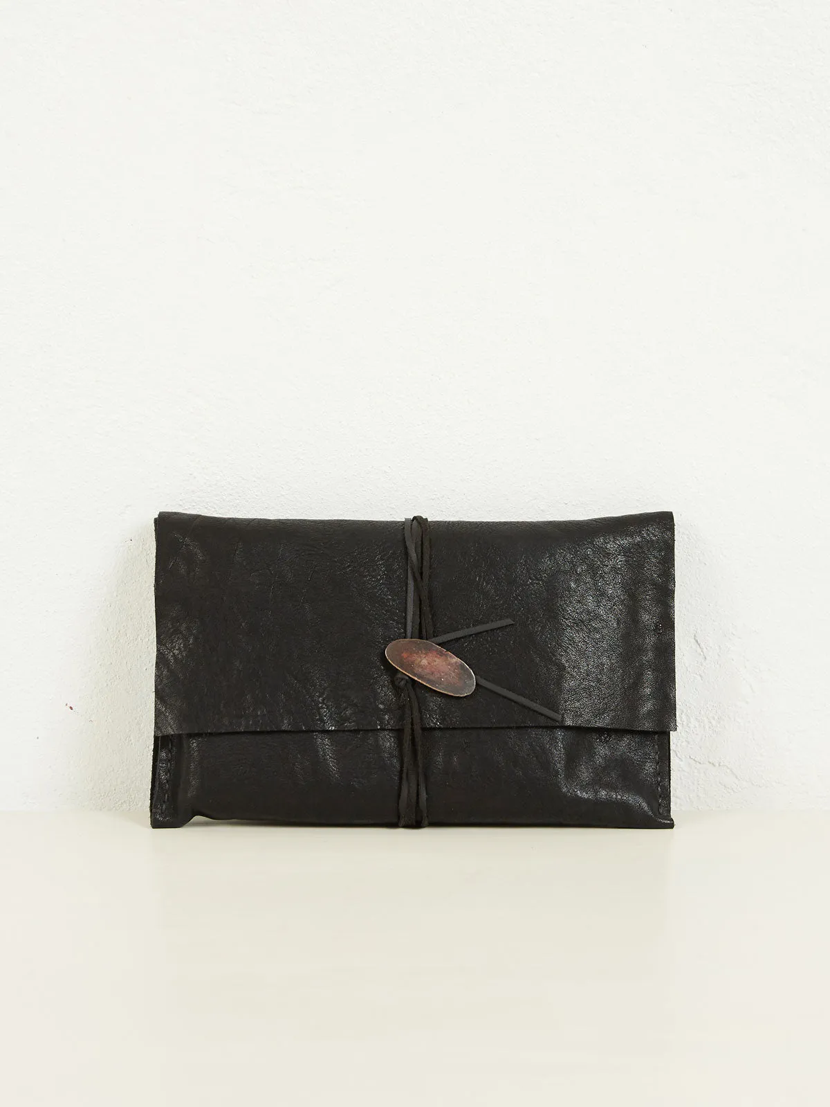 Leather Pochette with Shibuishi Jewel  Oval