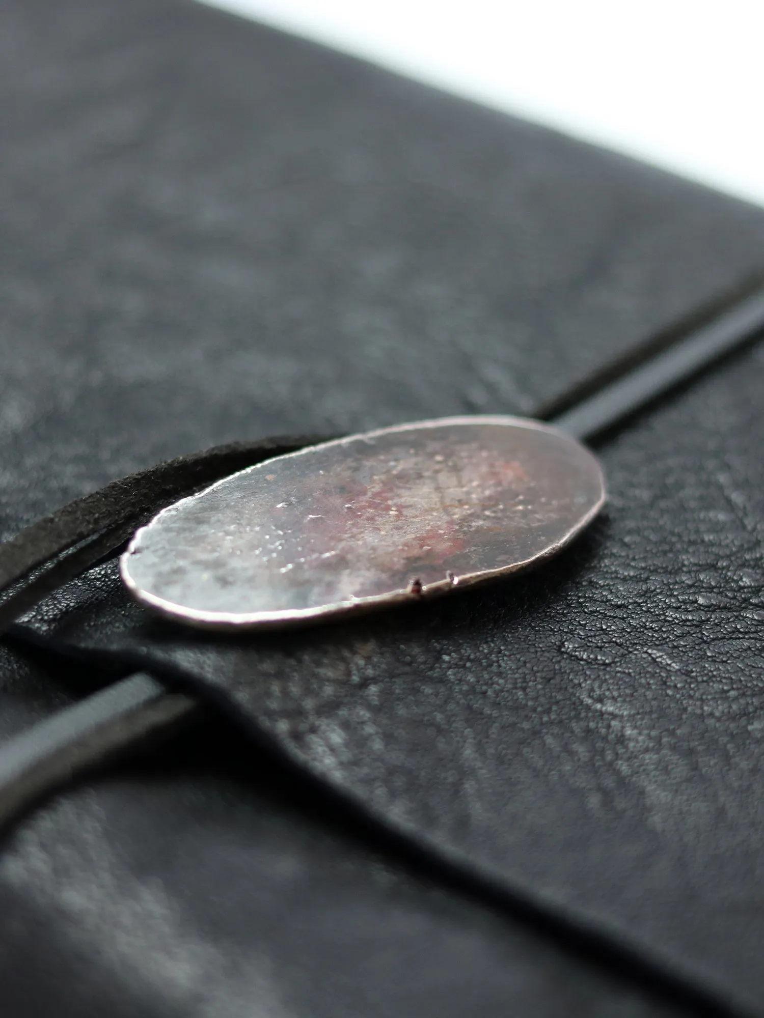 Leather Pochette with Shibuishi Jewel  Oval