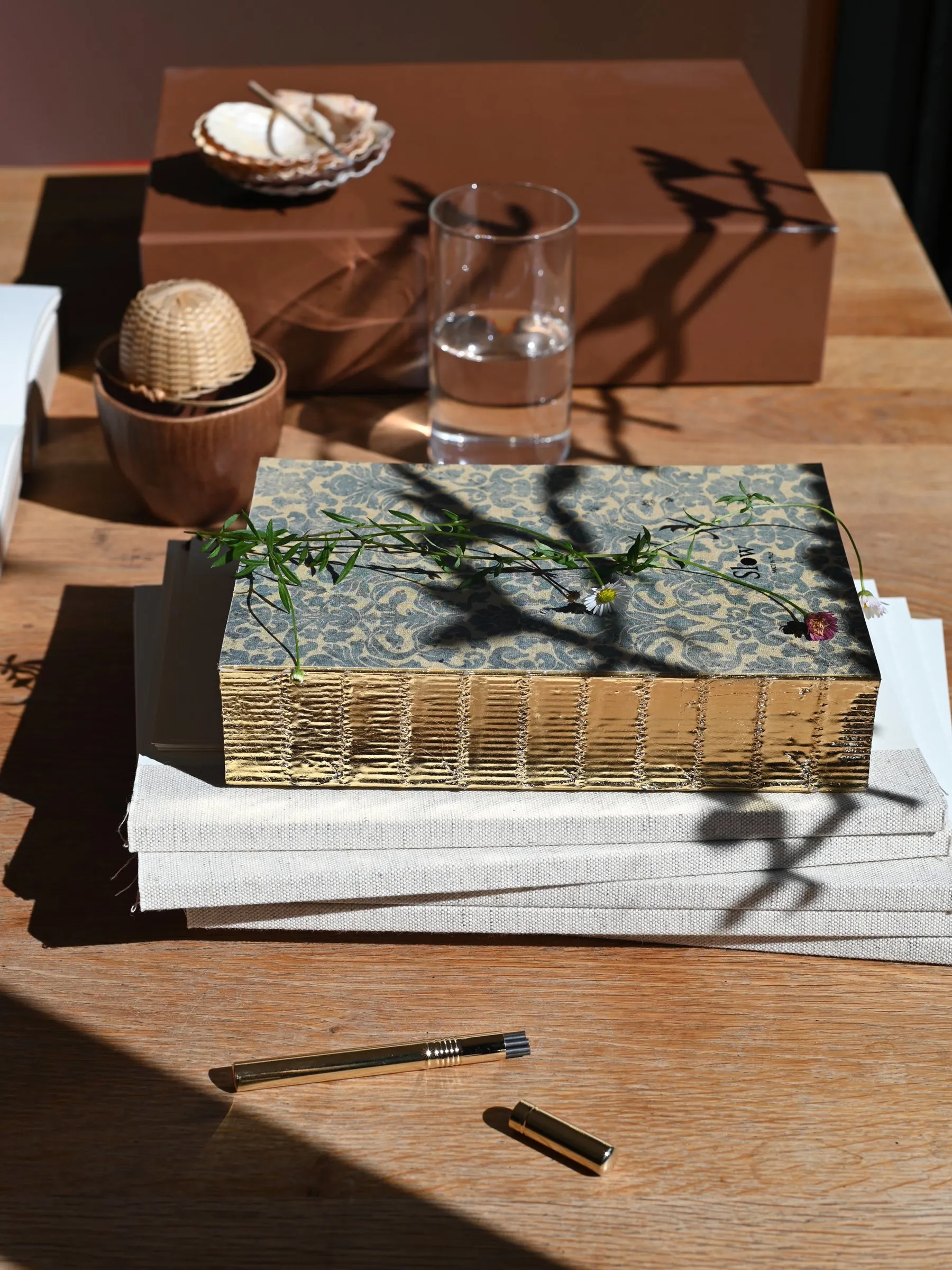Libri Multi Canvas Notebook with Gold Leaf - Blue Damask