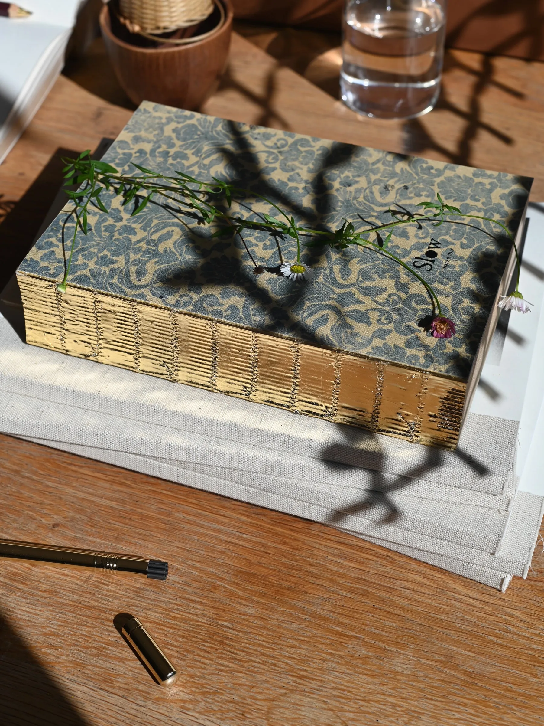 Libri Multi Canvas Notebook with Gold Leaf - Blue Damask