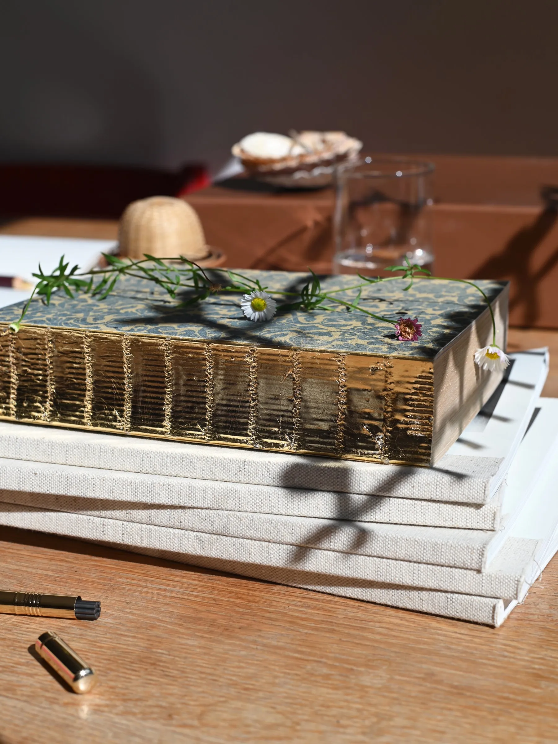 Libri Multi Canvas Notebook with Gold Leaf - Blue Damask
