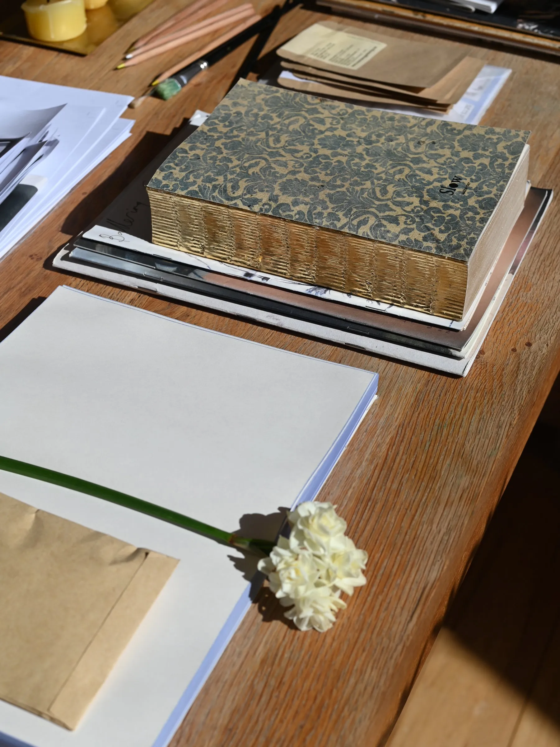 Libri Multi Canvas Notebook with Gold Leaf - Blue Damask