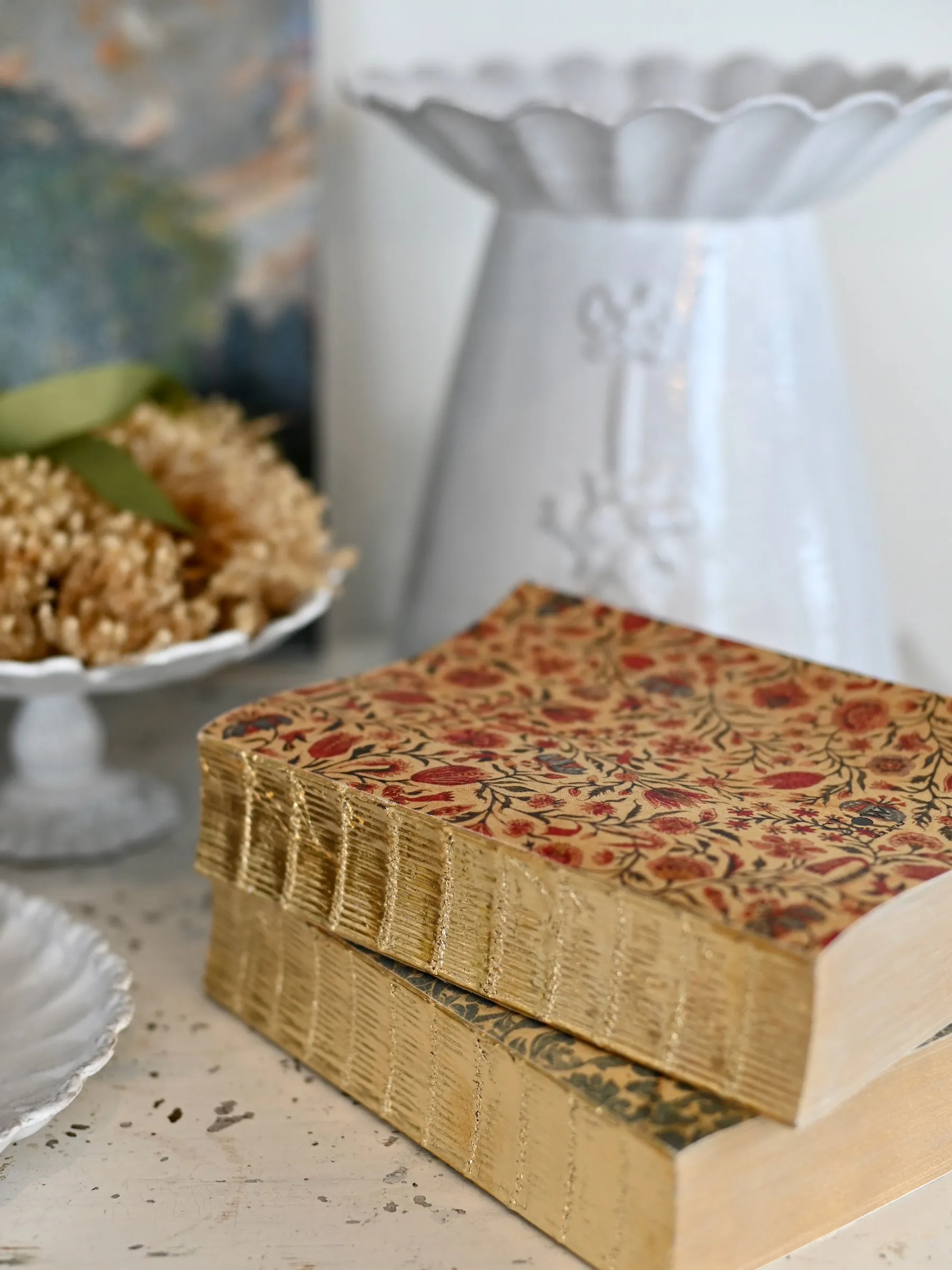Libri Multi Canvas Notebook with Gold Leaf - Red Chintz